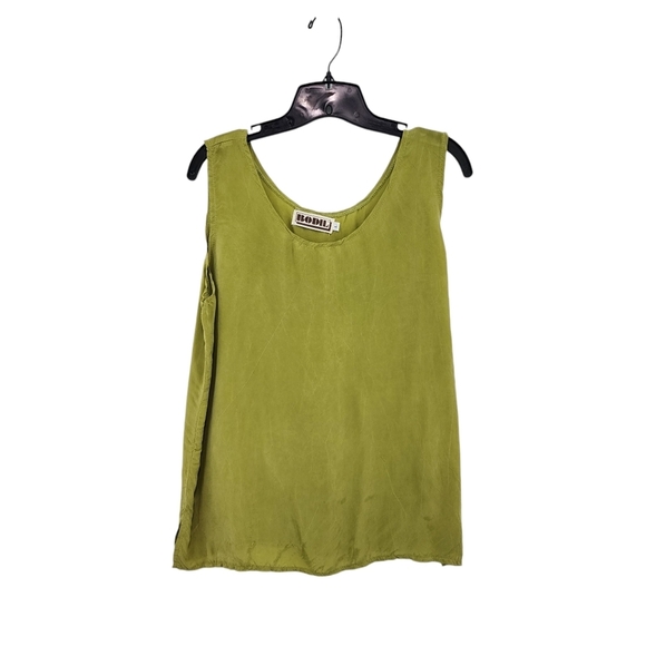 Bodil Women's Solid Peasant Style Lightweight Tank Top Green- L - Picture 1 of 7